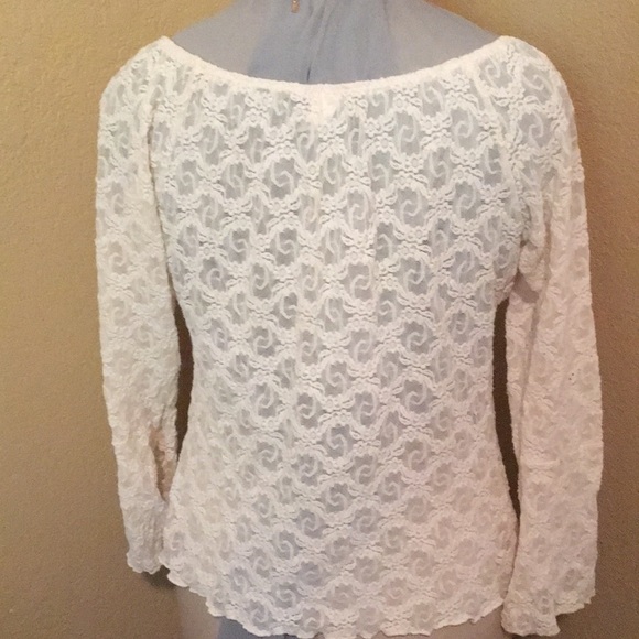 Cocomo Ivory Lace Peasant Top 2X - Picture 4 of 7